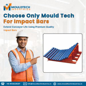 High-performance impact bars installed on conveyor system to reduce wear and improve durability in heavy-duty material handling applications