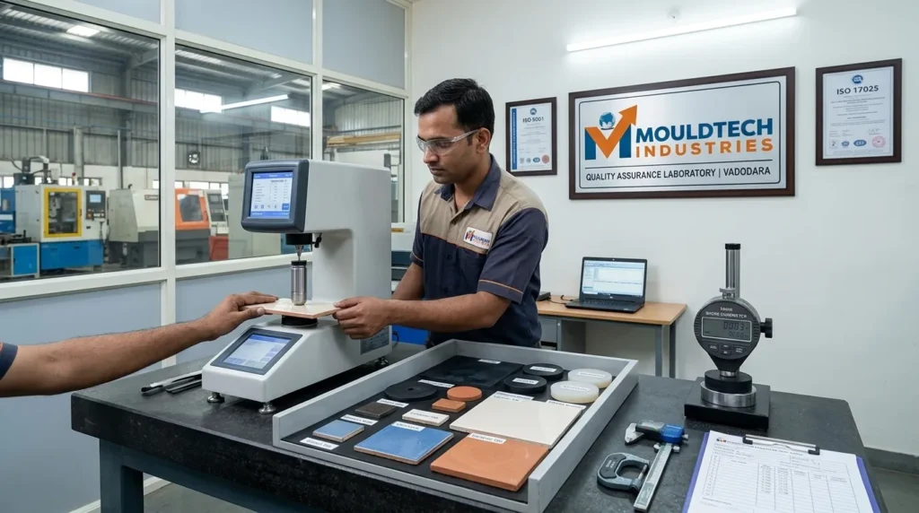 enginners testing rubber products