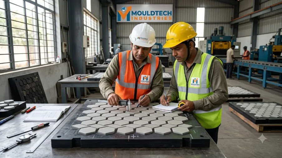 Engineers examining rubber liner By MouldTech